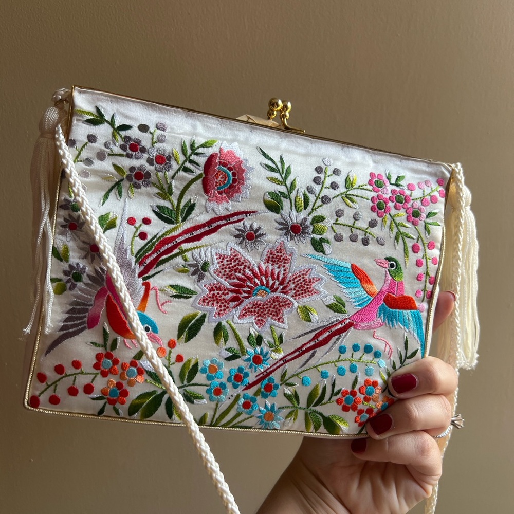 Vintage Embroidered Floral Crossbody Bag NWOT - Picture 4 of 8